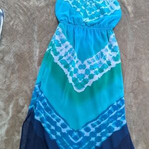 Banana Republic Strapless Maxi Dress in Turquoise, Aqua & Navy